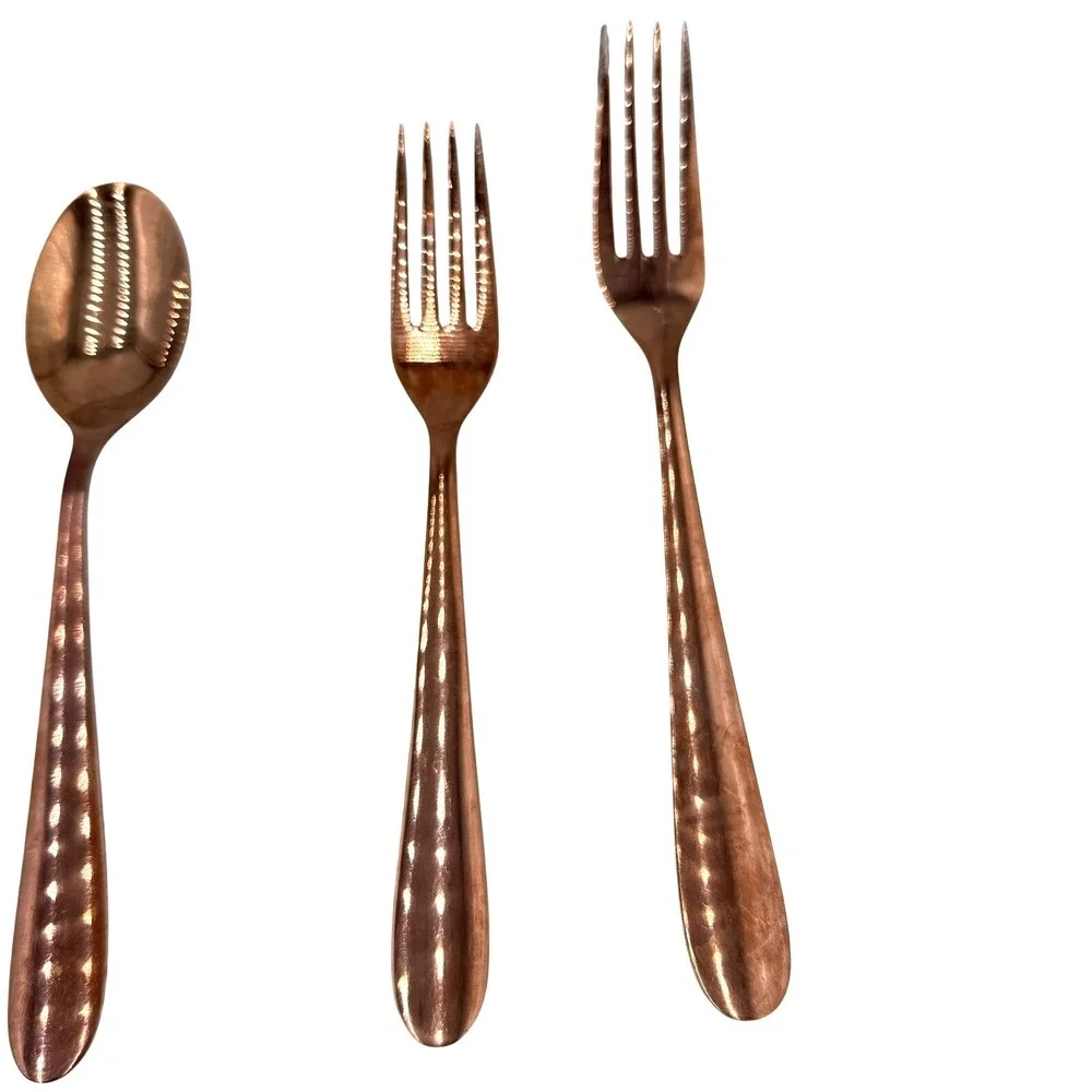 Mismatched Flatware Set‎ 31pc Copper Rose Gold Mixed Patterns